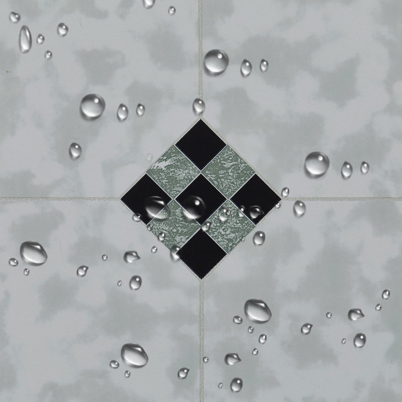 10Pcs Self-adhesive PVC Flooring Tiles Set, Green/Grey, Mosaic