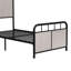 Lit simple, structure de lit plateforme en métal, revêtement en lin, panneau de tête en tissu, acier robuste, durabilité, fonctionnement silencieux, assemblage d'instructions clair avec outils, aucun sommier requis, 250 lb