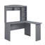 Modern L-Shaped Desk With Hutch, Grey