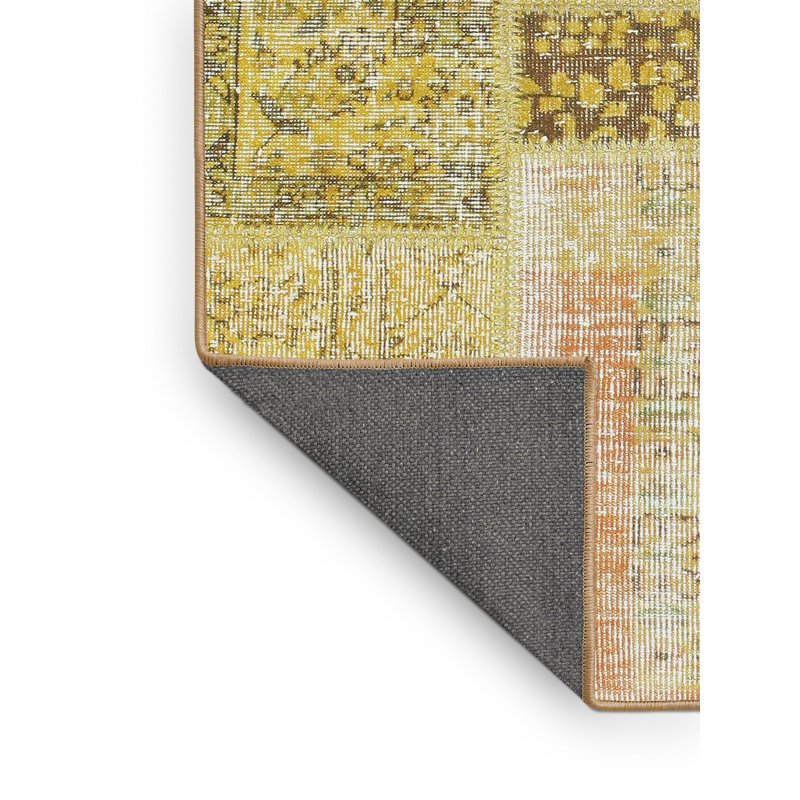Tapis de zone vert/citron contemporain, Rectangle 7 pi x 10 pi