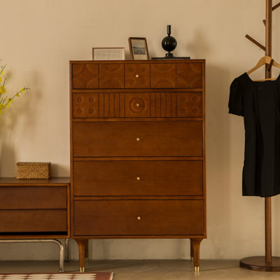 Commode de rangement en bois massif style rétro