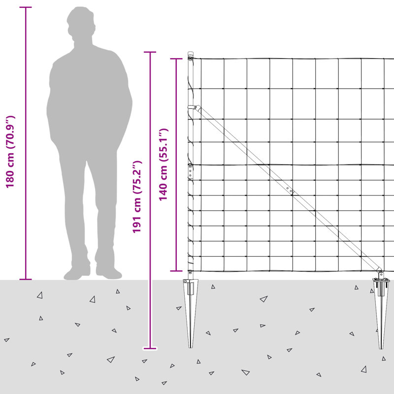 Vidaxl Field Fence Galvanised Steel, 140cm H x 5000cm W