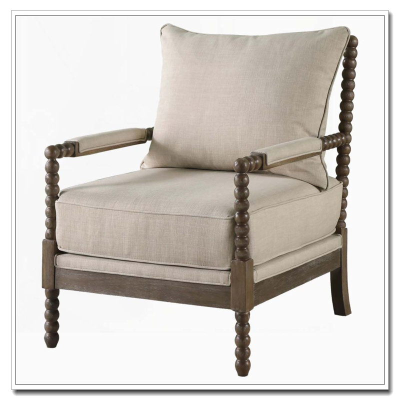 Chaise d'appoint en faux lin avec détails sphériques uniques