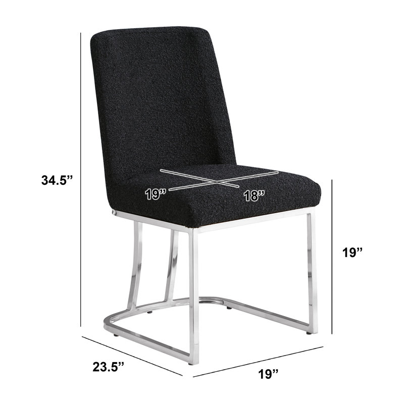 Chaises d'appoint Minimal avec tissu bouclé et base chromée, Noir, Argent