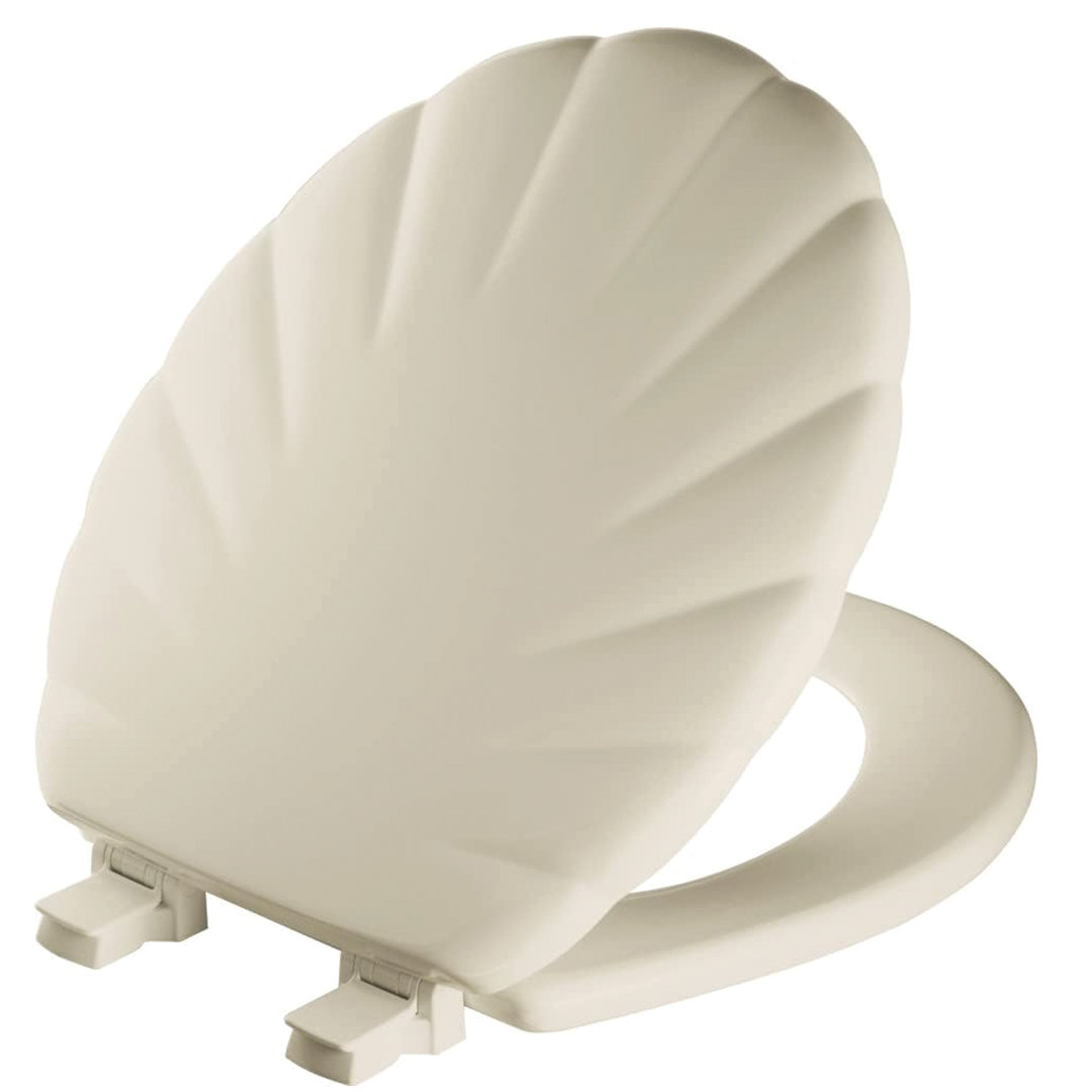 Shell Sculptured Wood Toilet Seat, Easily Removes for Cleaning, Hinges Never Loosen, Round Mayfair by Bemis