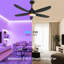 Ventilateur de plafond avec lumière, télécommande et commande APP, ventilateurs de plafond RVB noirs de 42 po avec 6 vitesses réversibles, gradation continue 3000-6500K, petit ventilateur de plafond moderne à profil bas pour chambre / intérieur / ex
