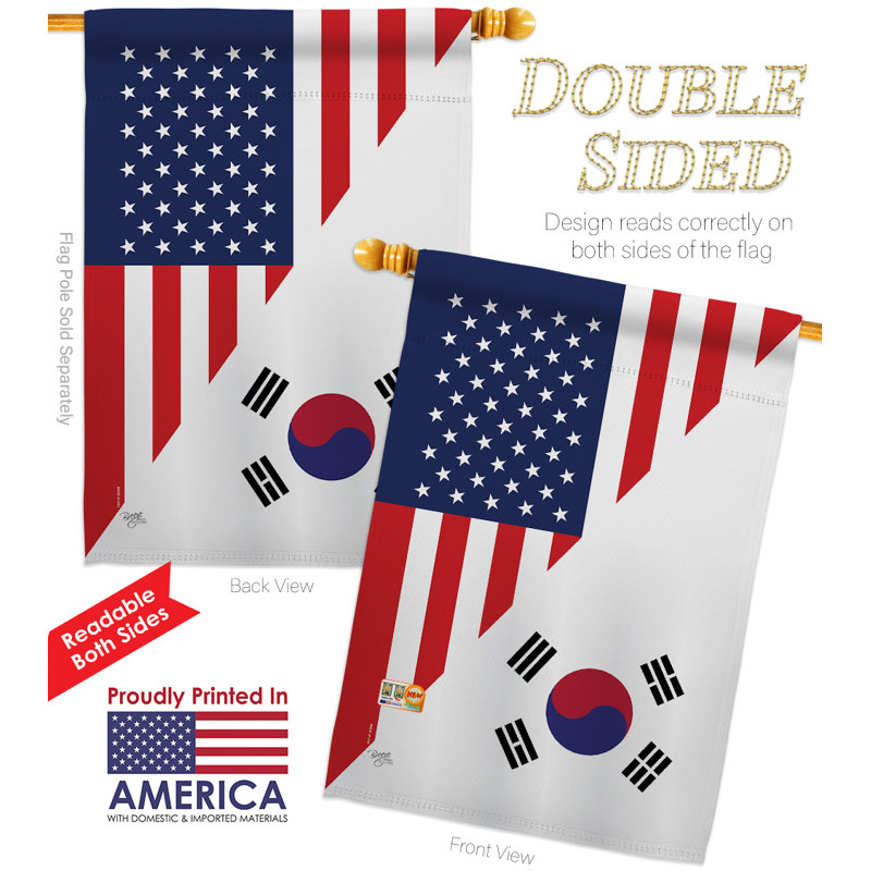 « american korea »-impressions décoratives américaines à 2 faces 40 x 40 po drapeau de la maison en polyester