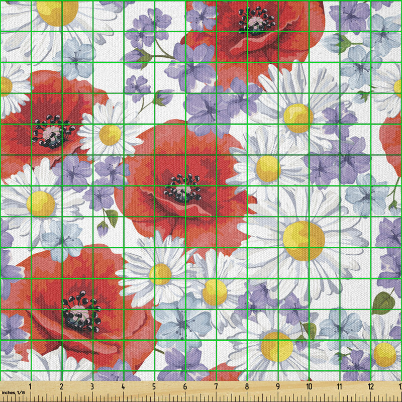 Dearia Flowers Poppy and Daisy Summer Nature Multi-Purpose Fabric