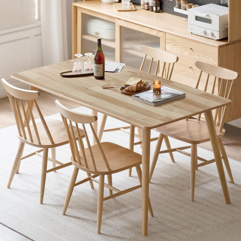 Solid Wood Dining Table Small Rectangle Kitchen Table For Small Spaces, 47" Mid Century Modern Natural Wooden Dinning Tables, Solid Wood Desk Oak Dinner Tables For Dining Room, Kitchen