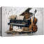 Art rétro de violoncelle et notes de musique, images de salle de musique, impression sur toile encadrée-131636449-131636453