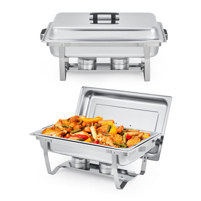 2-Pack 8qt Stainless Steel Chafing Dish Buffet Set – Dual Temp Control, Fast Setup, Easy Cleanup for Parties & Catering