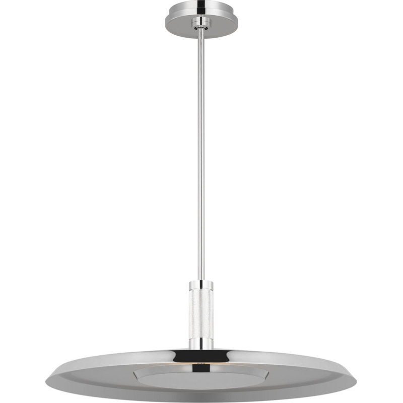 Saucer Pendant, 6" H x 18" W x 18" D, Polished Nickel
