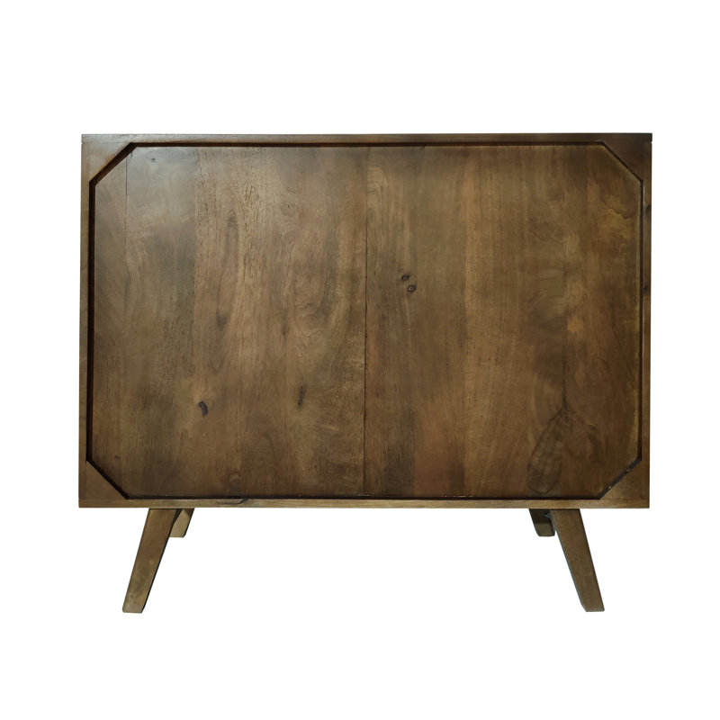 Crowell Solid Wood 95cm W 3 - Drawer Chest of Drawers, Walnut