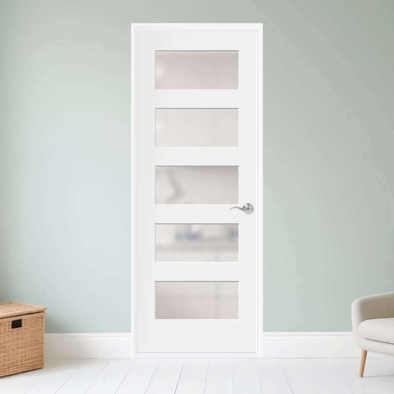 Porte intérieure en verre givré 5 pièces, 18 po x 80 po