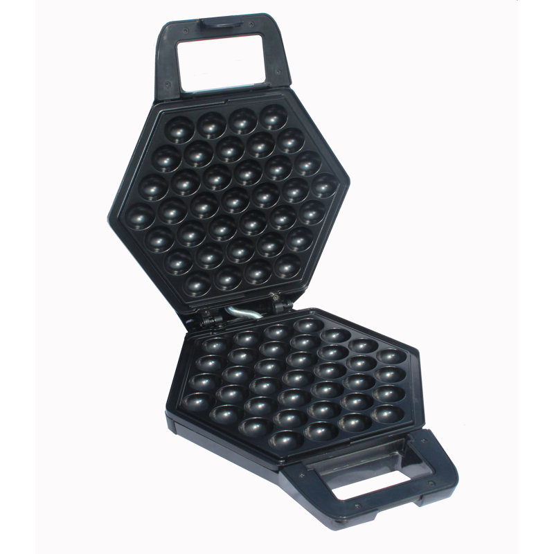 Black Non-Stick Rotating Bubble Waffle Maker