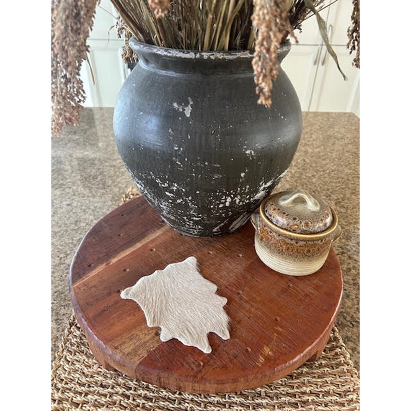 Real Cowhide Hand-Made Coasters, Beige