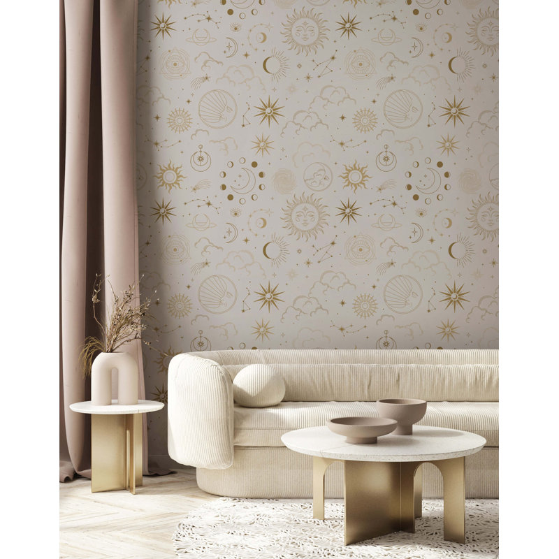 Emis 7m x 75cm Matte Occult Pattern Wallpaper Roll, Beige