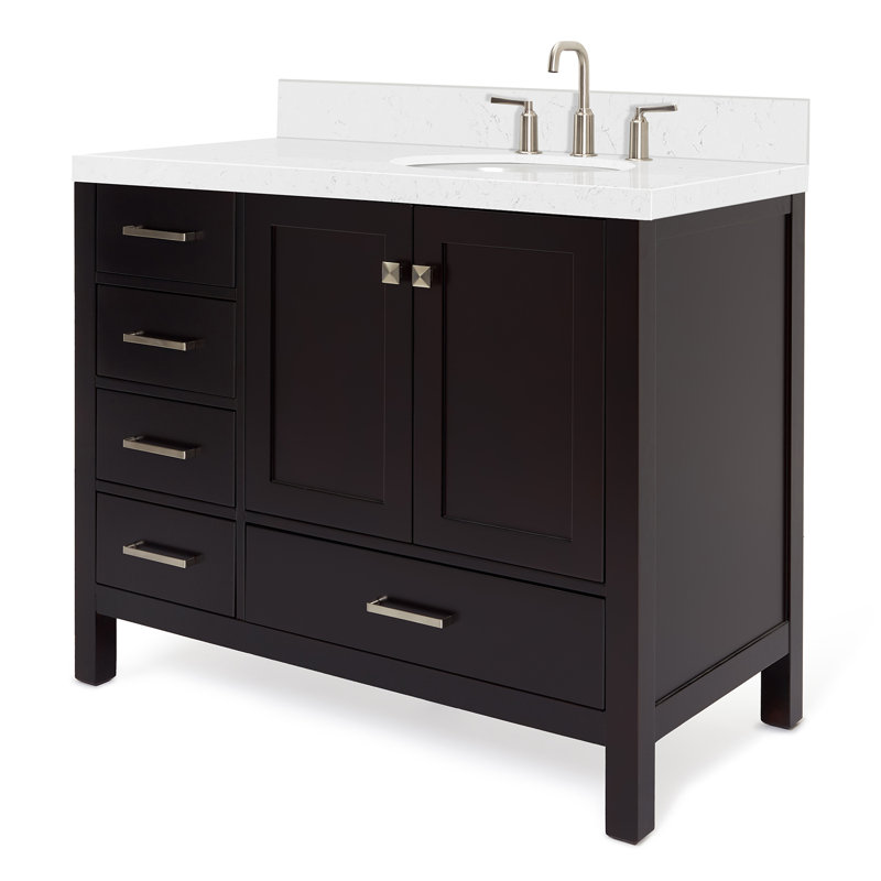  Meuble-lavabo simple 42,25 po avec plateau, Espresso, Oval, Right