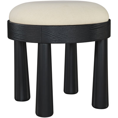 Larea Linen Textured Fabric Upholstered Ottoman