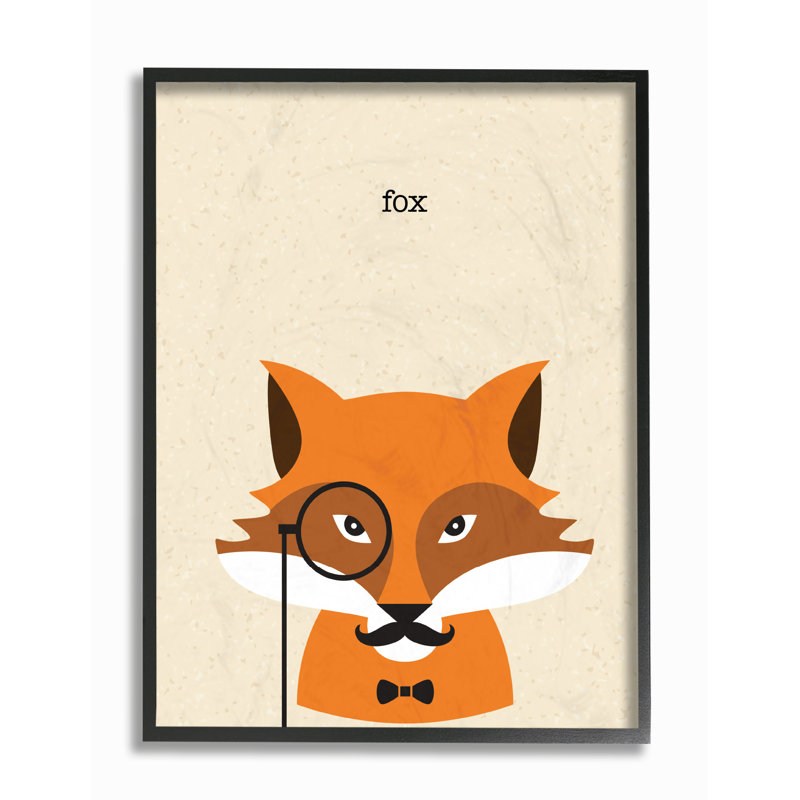 « typographique hipster fox », reproduction d’art sur fond texturé surdimensionnée, H 20 po x l 16 po