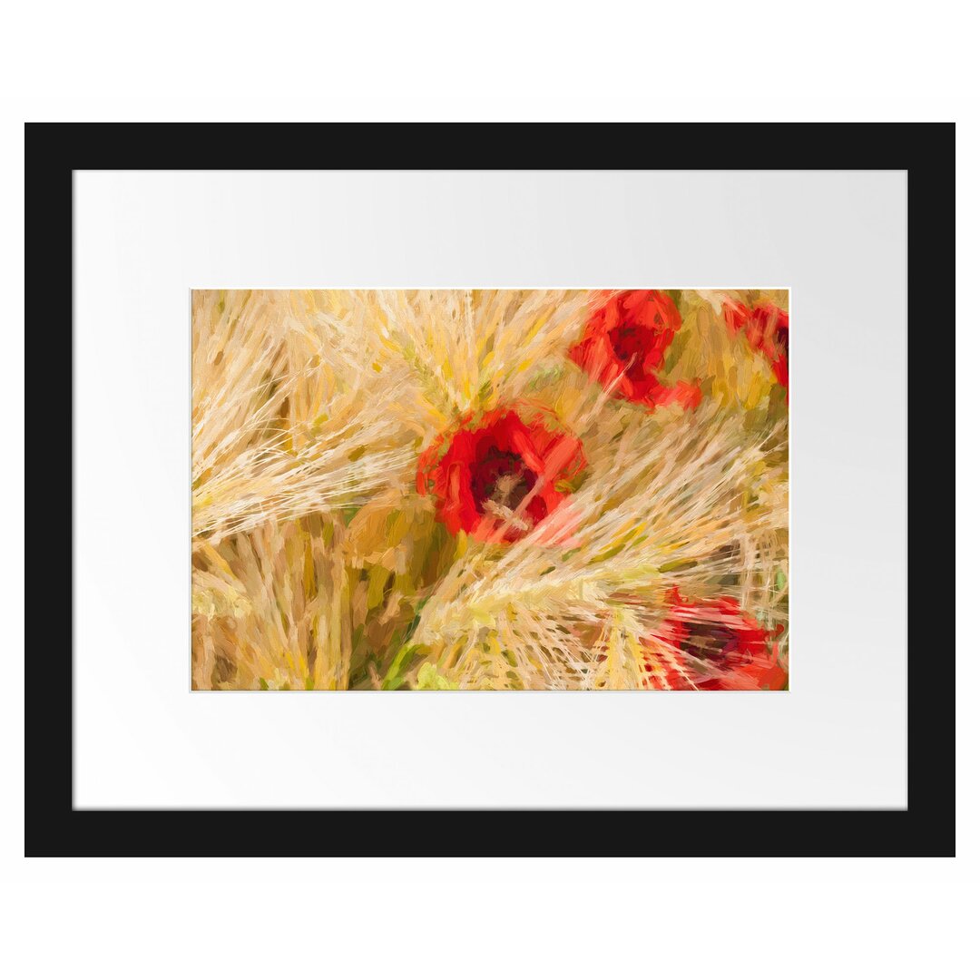 Gerahmtes Poster Poppies in a Corn Field