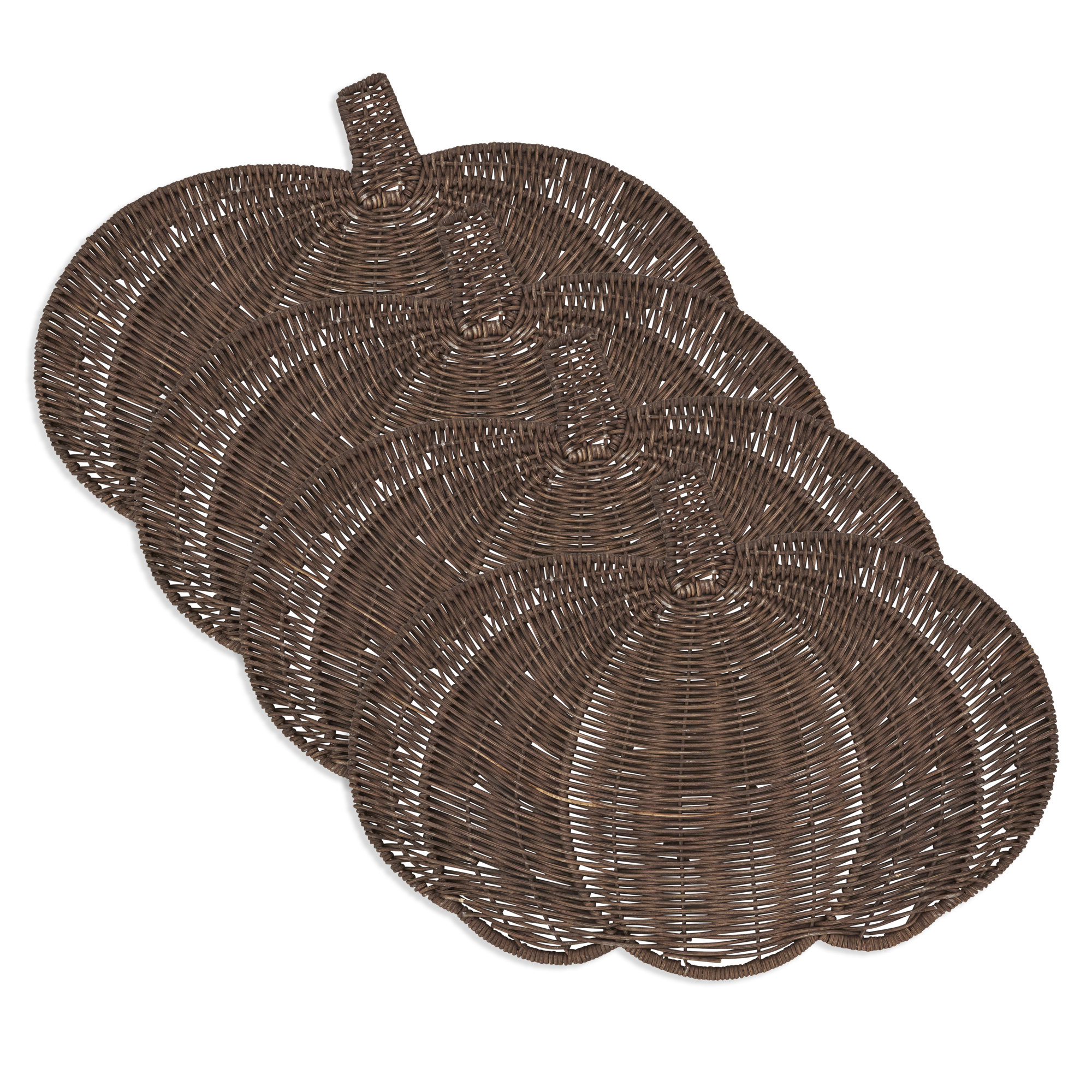 Fall Harvest Rattan Pumpkin Placemat (Set of 4), Brown