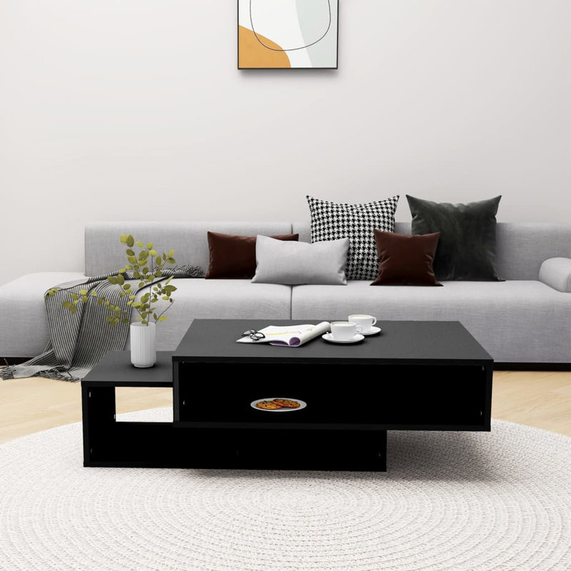 Godding Pedestal Coffee Table with Storage, Black
