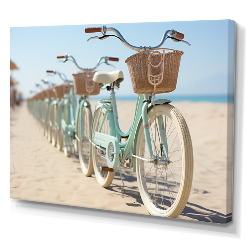 «Vélo tranquille pédalant sur la plage I», reproduction d'art sur toile, H 34 po x l 44 po, Toile tendue