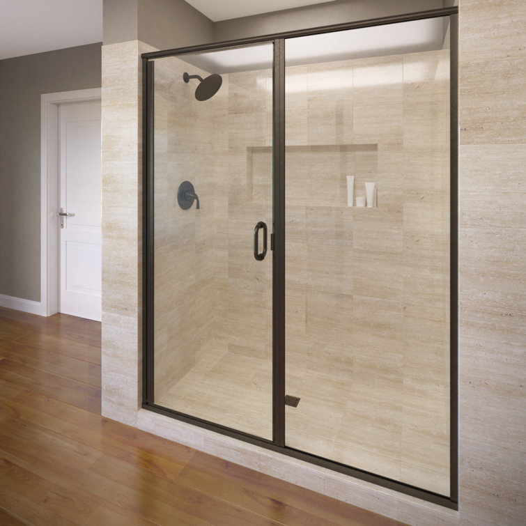 Armon 57'' - 58'' W x 68.63'' H Pivot Framed Shower Door with Clear Glass