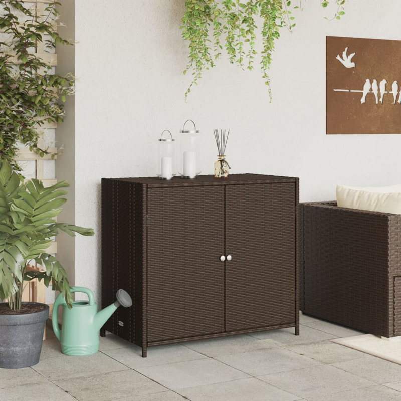 Garden Storage Cabinet 83X45x76 Cm Poly Rattan, Brown