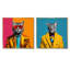 «Popart Iconic Cat In suit I», ensemble de 2 reproductions d'art sur toile-1035033449-1035033459