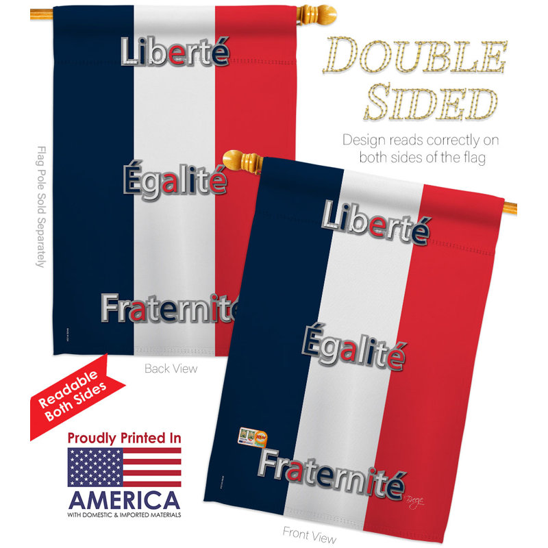 Drapeau de maison France en polyester 2 côtés 3 pi 3 po x 2 pi 3 po