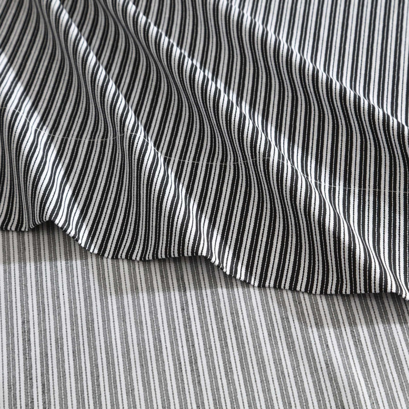 Ensemble de draps Kenneth Cole Chill, Ensemble de draps pour lit double avec 4 taies d'o, Gris à rayures