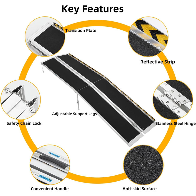 Fashionwu Aluminium Foldable Portable Ramp, 304.8cm L x 72cm W