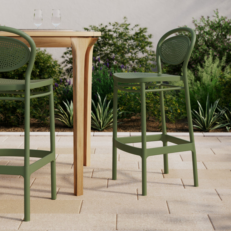Tabouret de bar pour le patio Farrah, Vert olive, Tabouret de bar (siège d'une hauteur de 29,5 po)