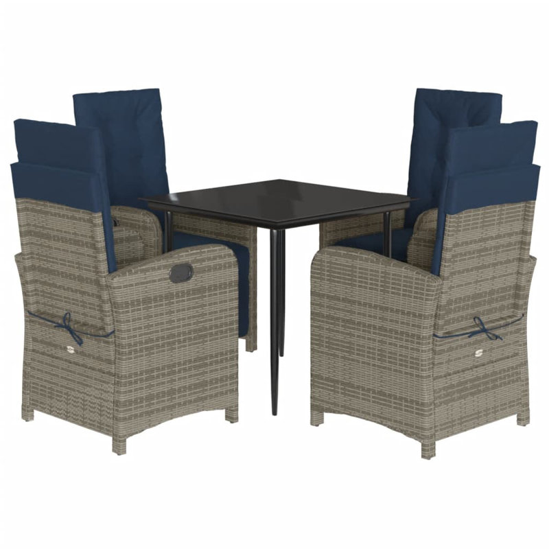 Ensemble bistro avec coussins Edwinn, H 29,1 po x l 31,5 po x P 31,5 po, 4, Blue