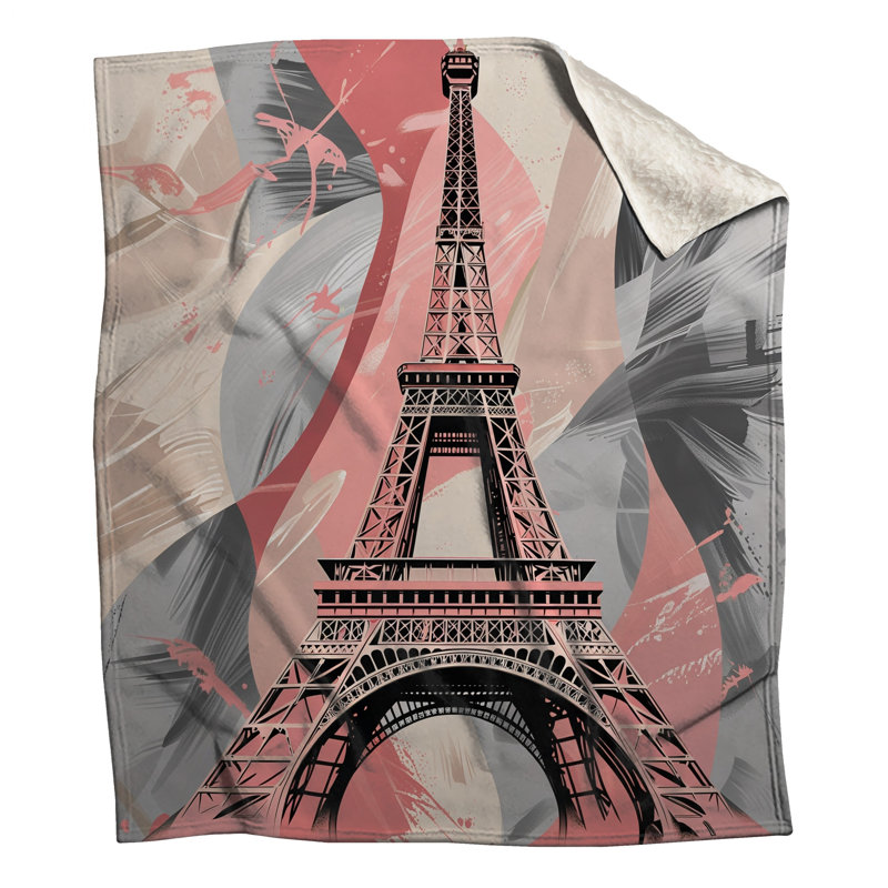 Eiffel Tower Fleece Throw Blanket - Architecture Throws for Sofas or Beds, 60in W x 80in H
