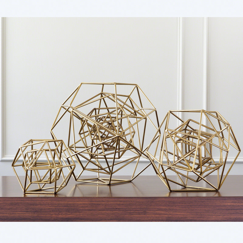 Geo Sculpture, 8" H x 10" W x 10" D, Gold