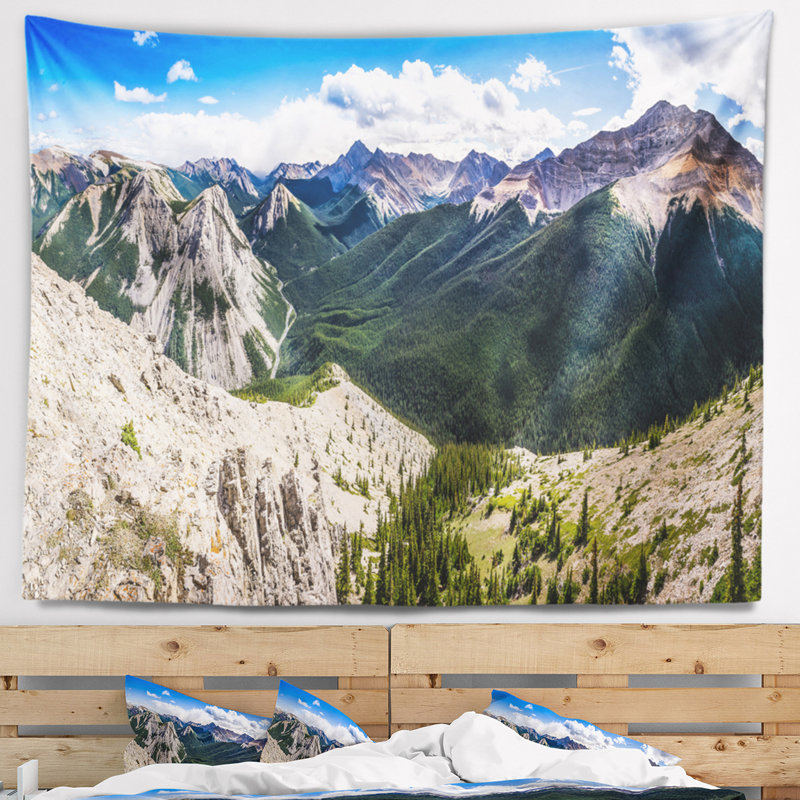 Tapisserie panorama à montagnes en polyester avec accessoires suspendus inclus, H 50 po x l 60 po