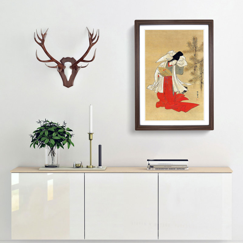 Courtesan Dancer by Isoda Koryusai - Picture Frame Painting Print, Walnut Framed, 36cm H x 27cm W x 2cm D