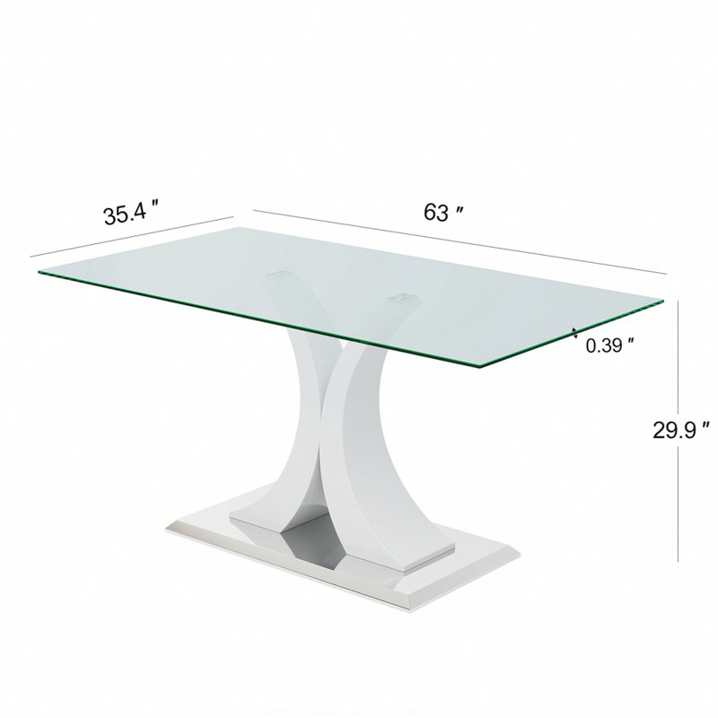 Table en verre de style moderne, design transparent élégant, base de support durable, ensemble de chaises de salle à manger, pieds de chaise galvanisés, convient aux cuisines de restaurant