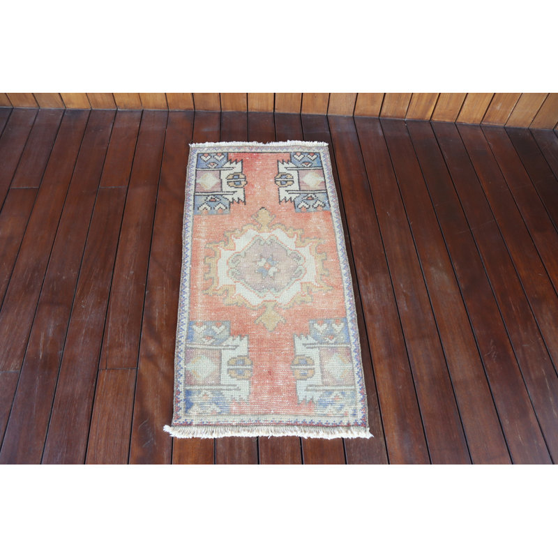 Tapis turc rétro fabriqué à la main, idéal pour rehausser l'esthétique de votre salon ou de votre chambre à coucher