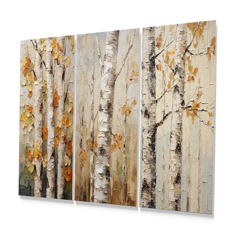 «American Basswood II», ensemble de 3 impressions sur métal arbre beige, H 32 po x l 48 po