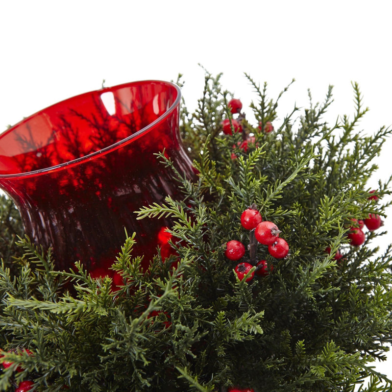 Cedar Berry Candelabrum Silk Arrangement
