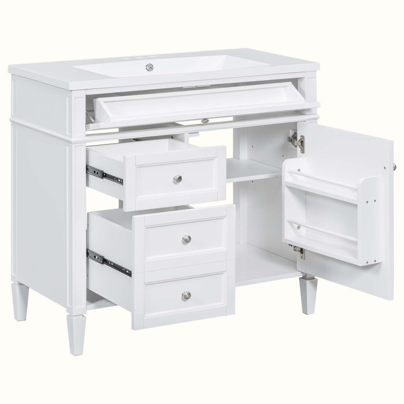 Meuble-lavabo simple 36 po avec plateau Debbrah, Blanc