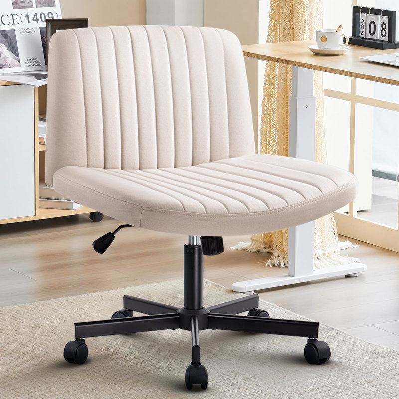 Chaise de travail pivotante en tissu Caelie, Beige