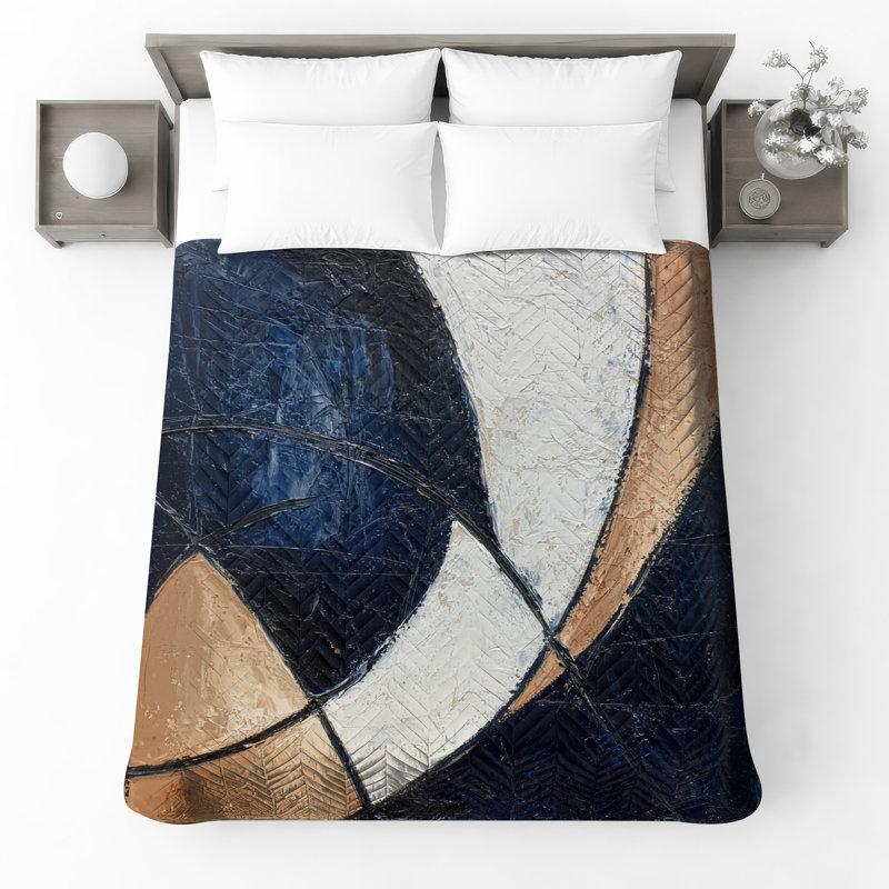 Curved Lines Texture Quilted Bedspread All Sizes, Full / Double