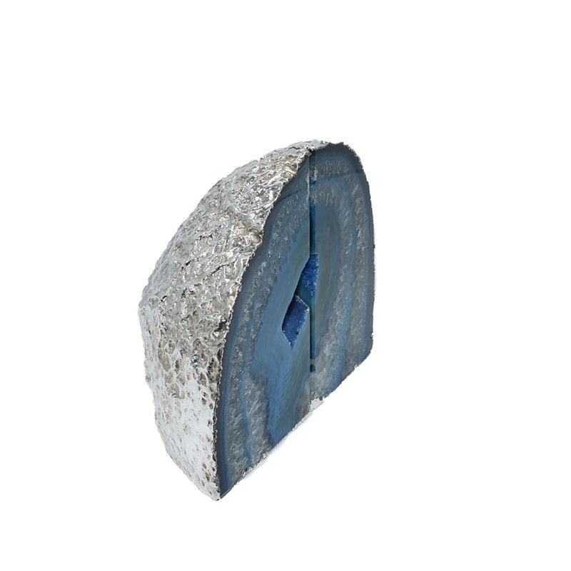 Serre-livres antidérapant Agate, Bleu / Argent, H 4,5 po x l 5,5 po x P 2 po