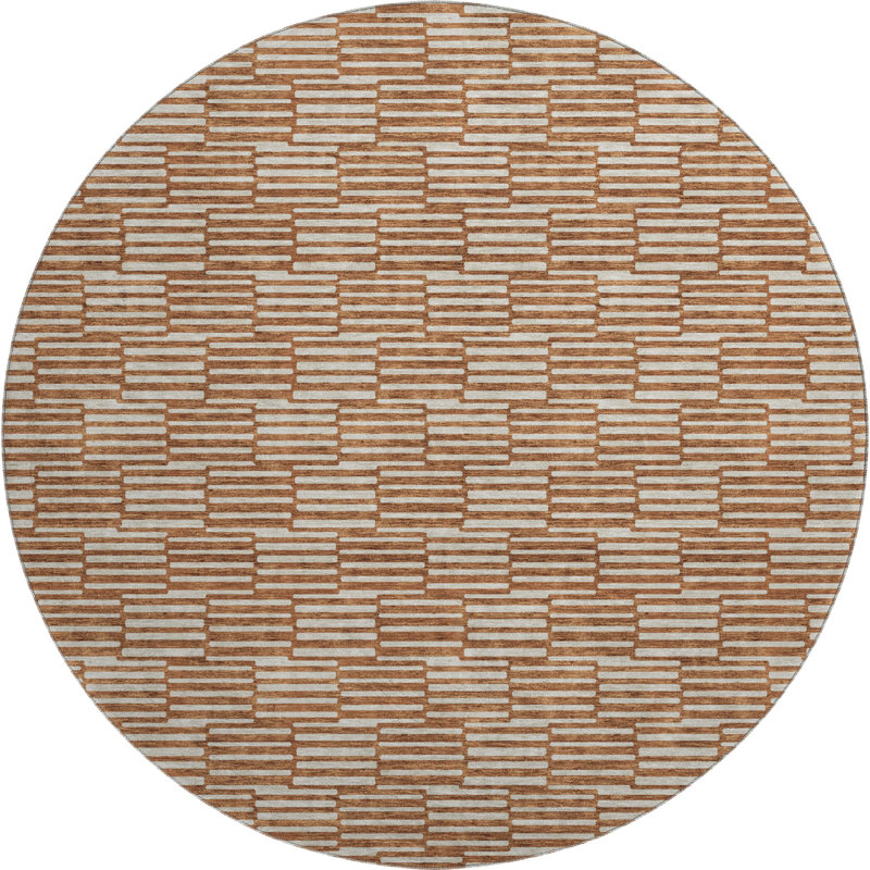 Premium Machine Washable Prisco Paprika Rug, Round 8'