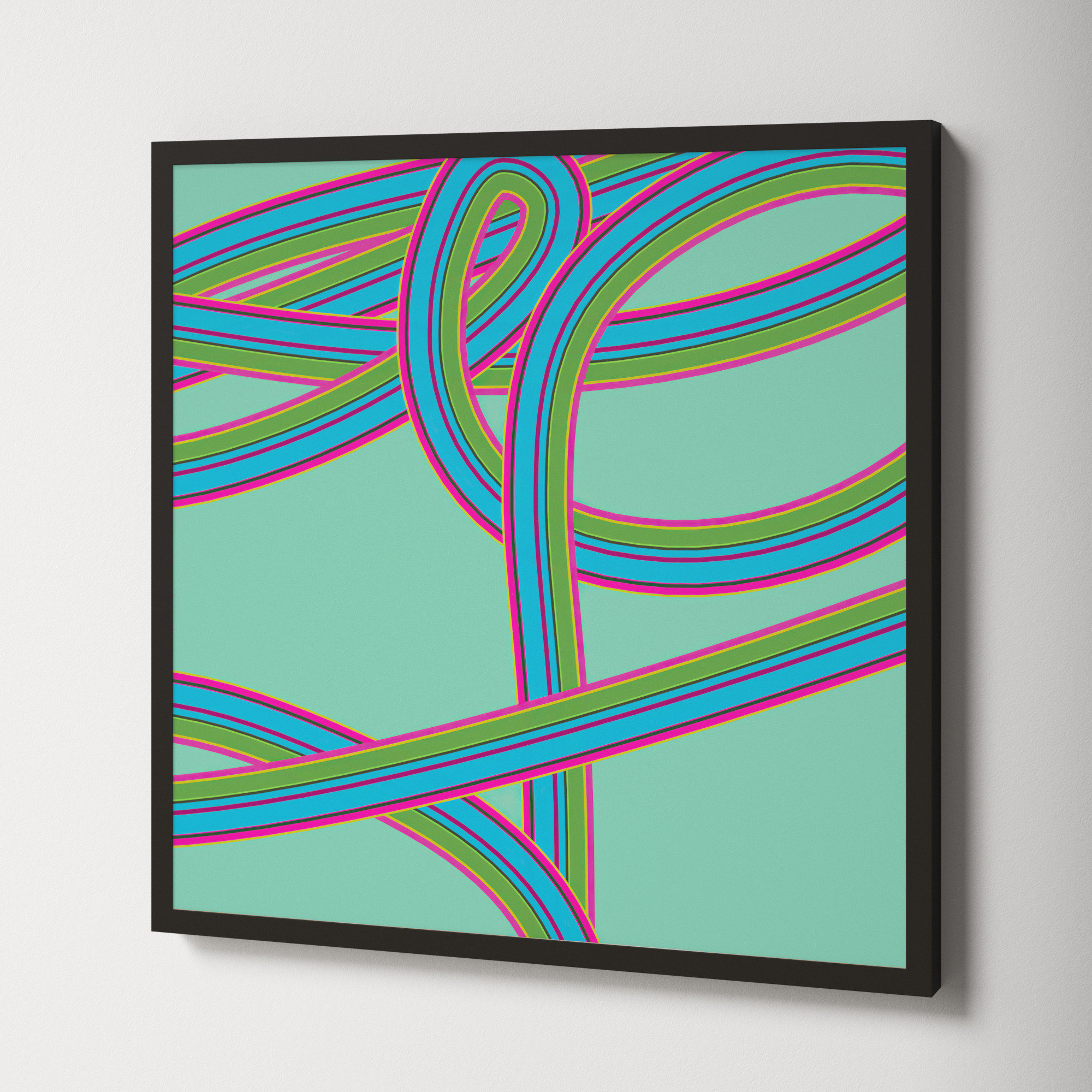 Turquoise Twist by Jacques Pilon, Black, 24" H x 24" W x 1.25" D